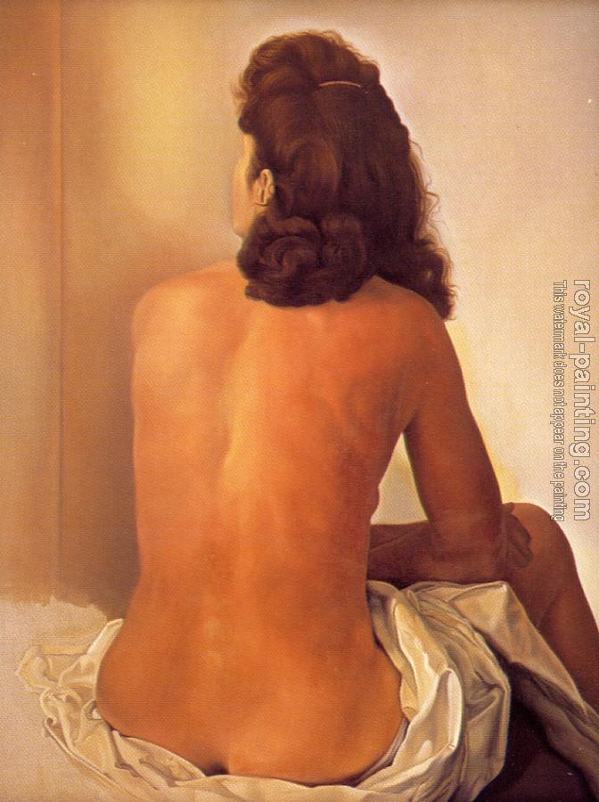 Salvador Dali : Gala Nude Seen from behind Watching an Invisible Mirror